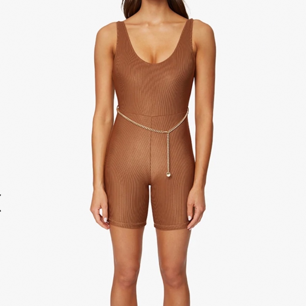 Weworewhat ribbed chain bodysuit